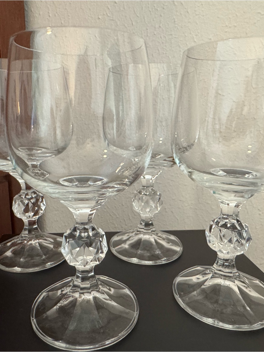 Vintage Bohemian Crystal Claudia Wine Glasses - Set of 4